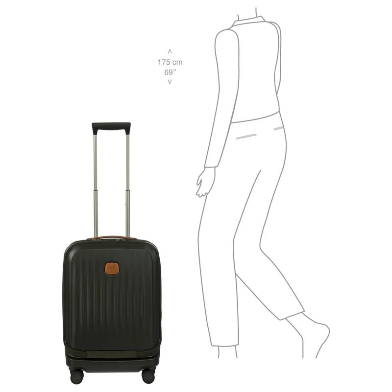 Brics Taormina - Trolley de cabina con 4 ruedas y bolsillo delantero 55 cm erw. USB (olive)