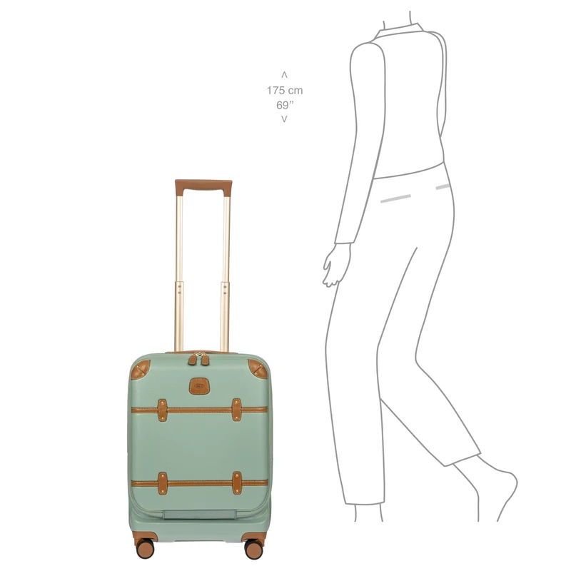Brics Bellagio - Trolley de cabina con 4 ruedas y bolsillo frontal S 55 cm erw. USB (eucalyptus)