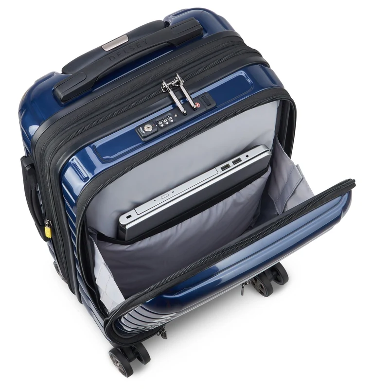 Delsey Paris Shadow 5.0 - Trolley de cabina con 4 ruedas y bolsillo delantero S 55 cm expandible USB (marineblau)