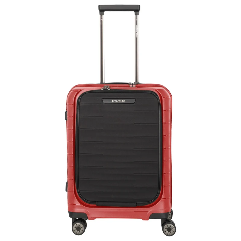 Travelite Mooby - Trolley de cabina con 4 ruedas y bolsillo delantero S 55 cm (rot)