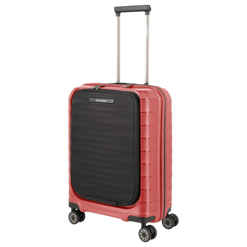 Travelite Mooby - Trolley de cabina con 4 ruedas y bolsillo delantero S 55 cm (rot)