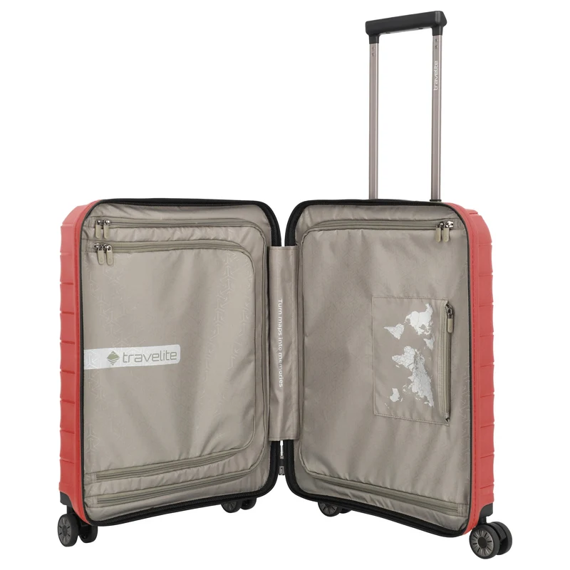 Travelite Mooby - Trolley de cabina con 4 ruedas y bolsillo delantero S 55 cm (rot)