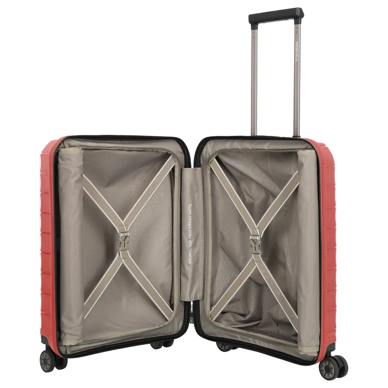 Travelite Mooby - Trolley de cabina con 4 ruedas y bolsillo delantero S 55 cm (rot)