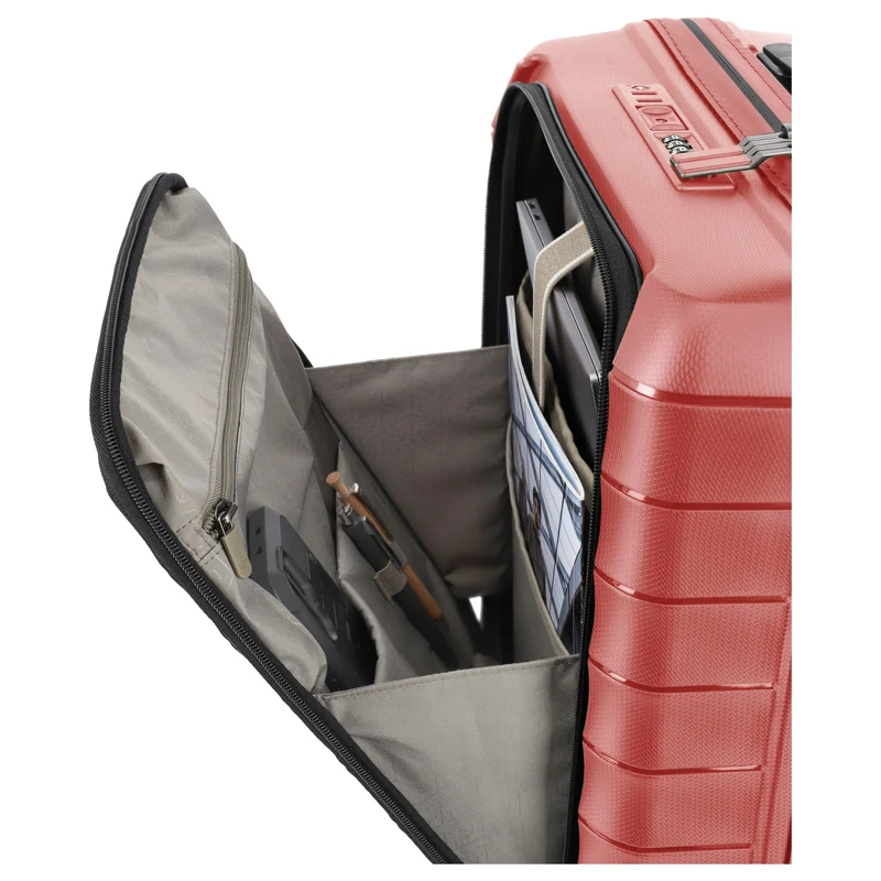 Travelite Mooby - Trolley de cabina con 4 ruedas y bolsillo delantero S 55 cm (rot)