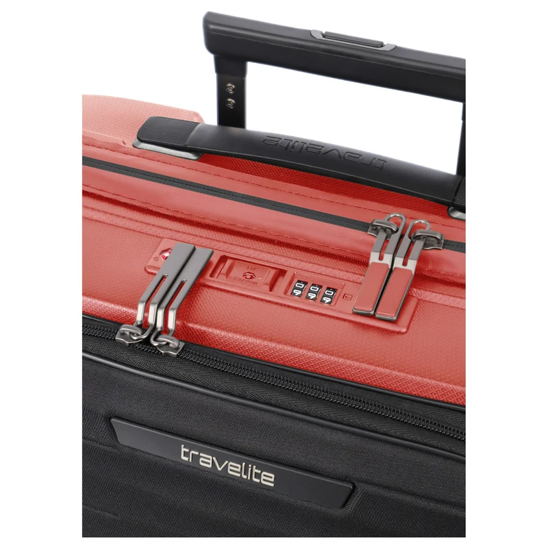 Travelite Mooby - Trolley de cabina con 4 ruedas y bolsillo delantero S 55 cm (rot)