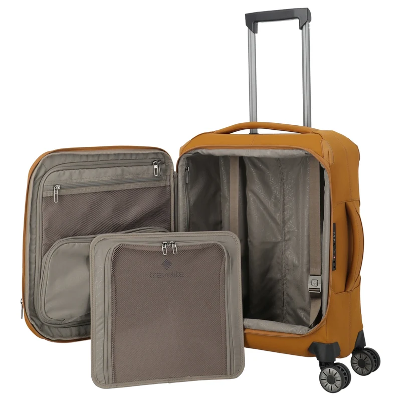 Travelite Priima - Trolley de cabina con 4 ruedas S 55 cm expandible (curry)
