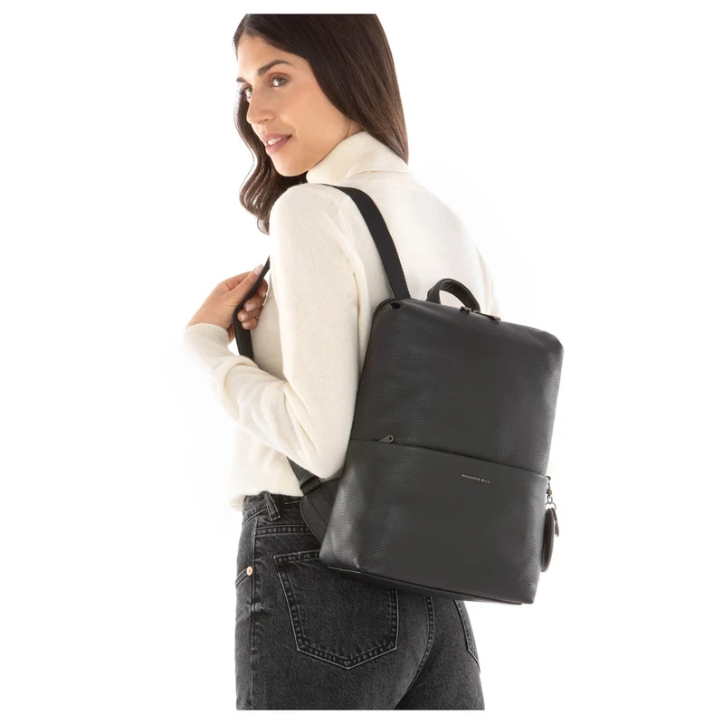 Mandarina Duck Mellow Leather - Mochila 13" 36 cm Cuero (color: negro)