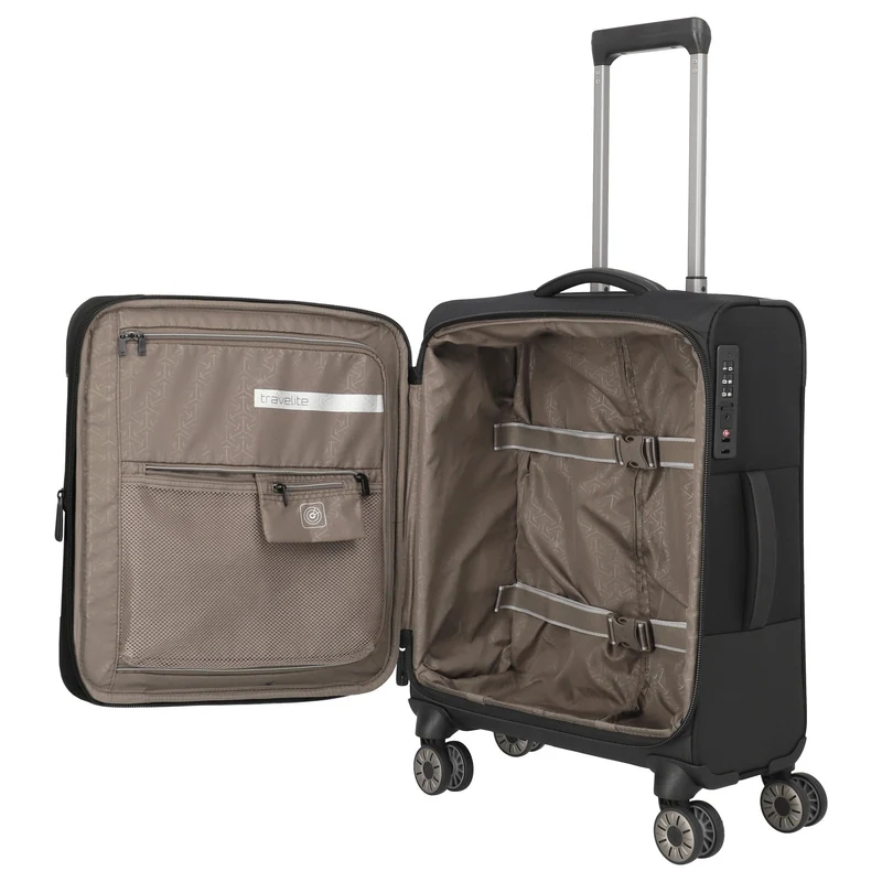 Travelite Crosslite - Trolley de cabina S 4 ruedas 55 cm expandible (schwarz)