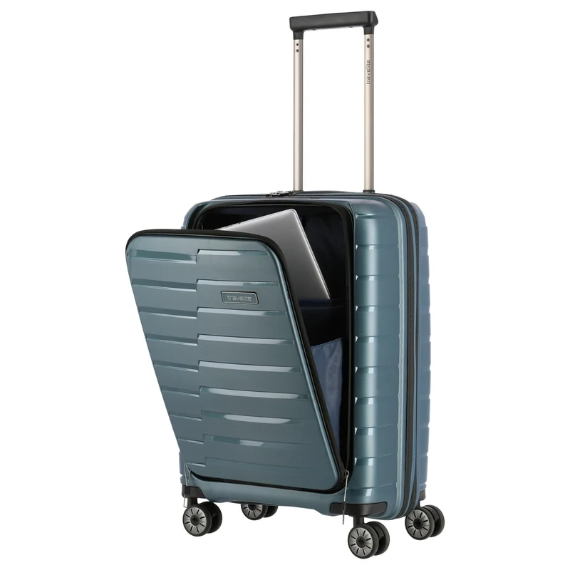 Travelite Air Base - Trolley de cabina con 4 ruedas y bolsillo delantero S 55 cm (iceblue)