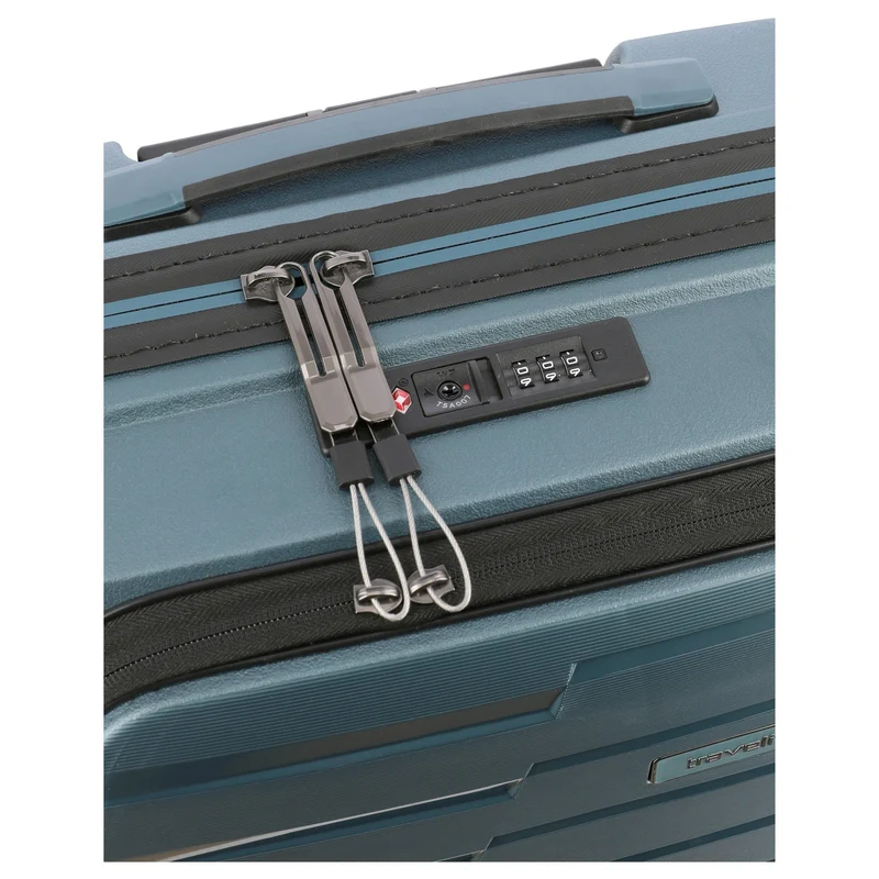 Travelite Air Base - Trolley de cabina con 4 ruedas y bolsillo delantero S 55 cm (iceblue)