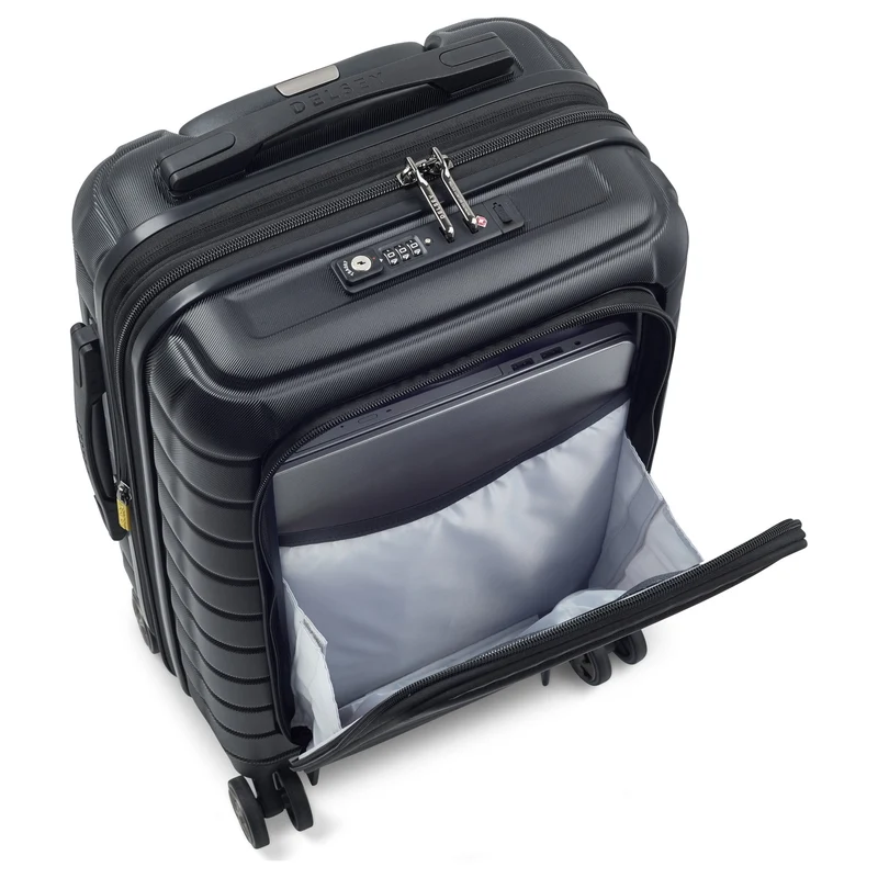 Delsey Paris Shadow 5.0 - Trolley de cabina con 4 ruedas y bolsillo delantero S 55 cm expandible USB (schwarz)