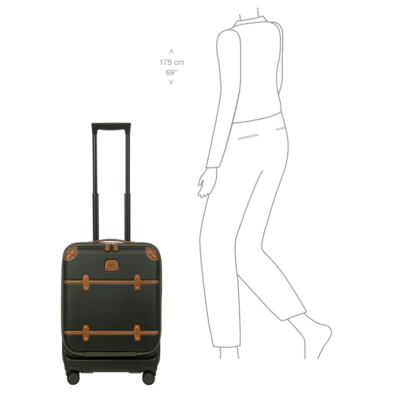 Brics Bellagio - Trolley de cabina con 4 ruedas y bolsillo delantero 55 cm expandible (olive)