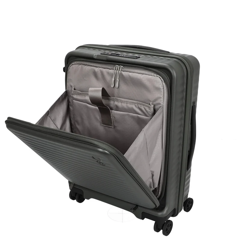 Echolac Celestra FA - Trolley de cabina con 4 ruedas 14" S 55 cm expandible USB (deep olive)