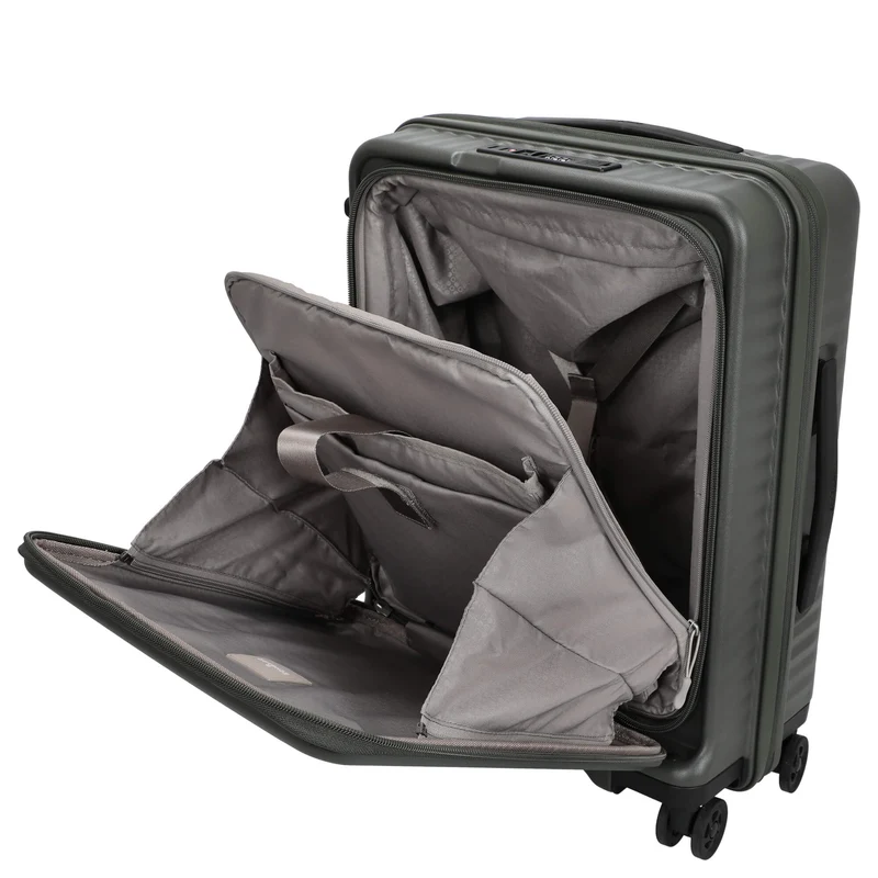 Echolac Celestra FA - Trolley de cabina con 4 ruedas 14" S 55 cm expandible USB (deep olive)
