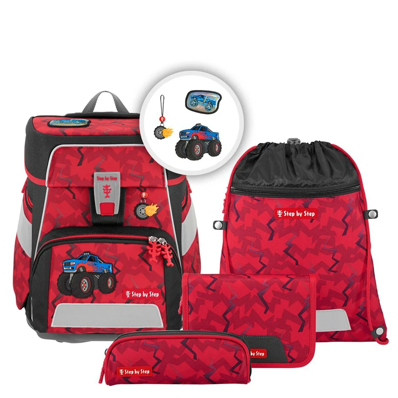 Step by Step Space - Set de mochila escolar 5 piezas (Monster Truck Rocky)
