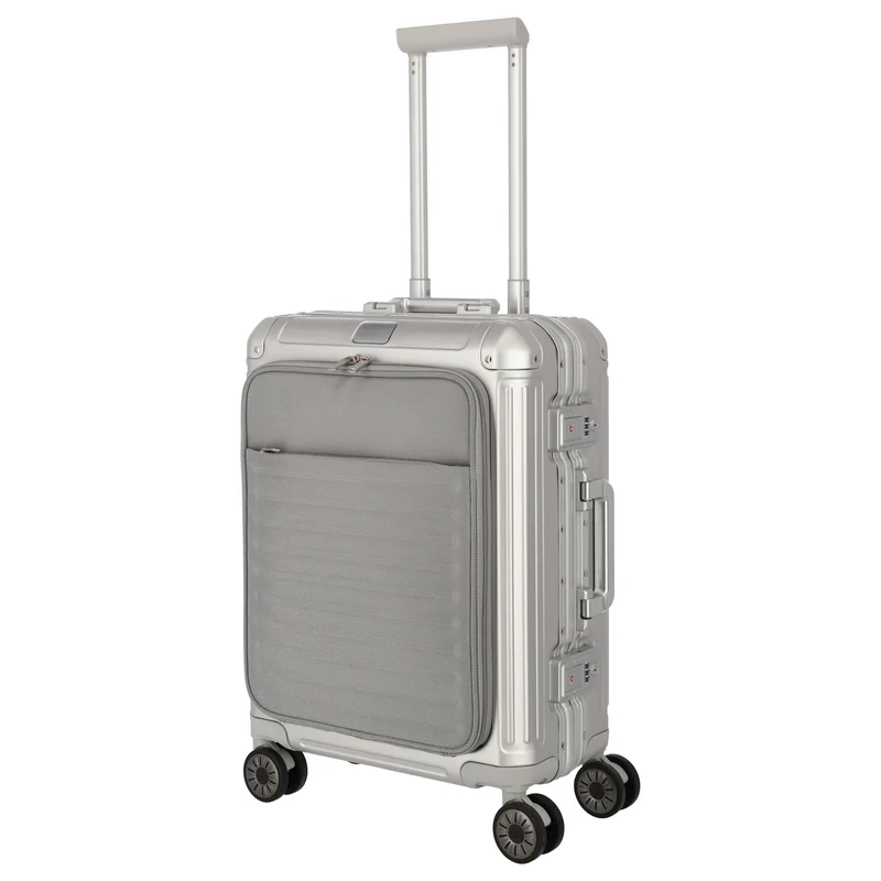 Travelite Next - Trolley de cabina con 4 ruedas y bolsillo delantero S 55 cm (silber)