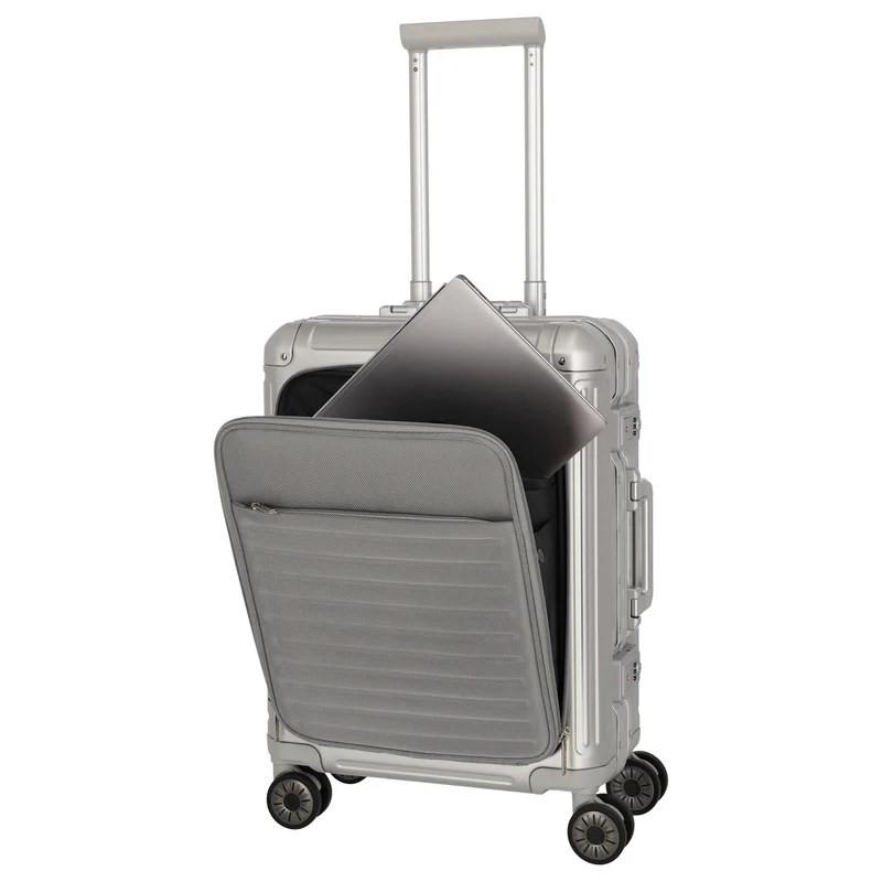 Travelite Next - Trolley de cabina con 4 ruedas y bolsillo delantero S 55 cm (silber)