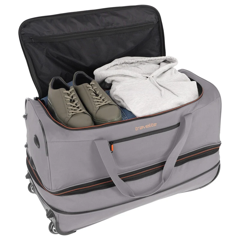 Travelite Basics - Bolsa de viaje con ruedas 98/119L 70 cm expandible (grau/orange)