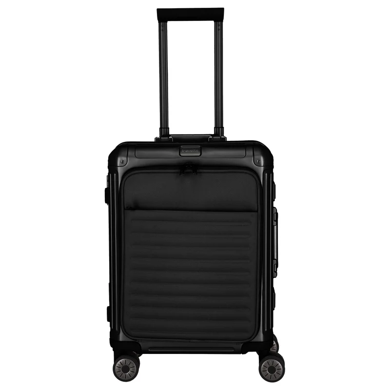 Travelite Next - Trolley de cabina con 4 ruedas y bolsillo delantero S 55 cm (black)
