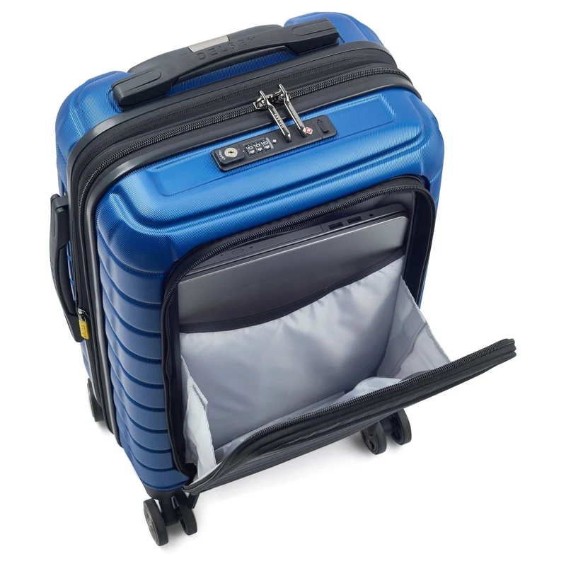 Delsey Paris Shadow 5.0 - Trolley de cabina con 4 ruedas y bolsillo delantero S 55 cm expandible USB (blau)