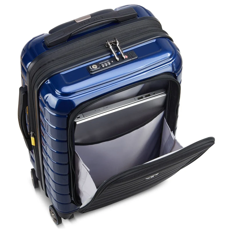 Delsey Paris Shadow 5.0 - Trolley de cabina con 4 ruedas y bolsillo delantero S 55 cm expandible USB (marineblau)