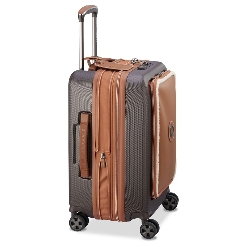 Delsey Paris Chatelet Air 2.0 - Trolley de cabina de 4 ruedas 55 cm expandible 14" USB (braun)