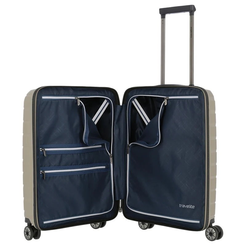 Travelite Air Base - Trolley de cabina con 4 ruedas y bolsillo delantero S 55 cm (champagner)