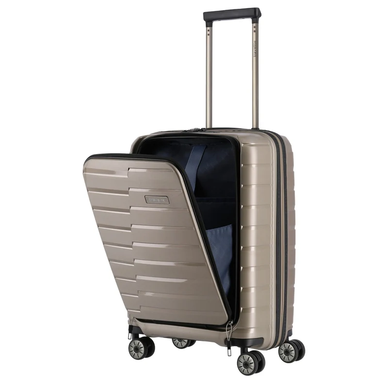 Travelite Air Base - Trolley de cabina con 4 ruedas y bolsillo delantero S 55 cm (champagner)