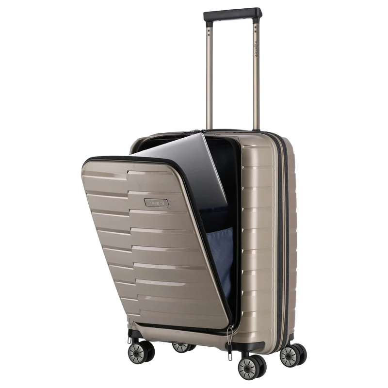 Travelite Air Base - Trolley de cabina con 4 ruedas y bolsillo delantero S 55 cm (champagner)