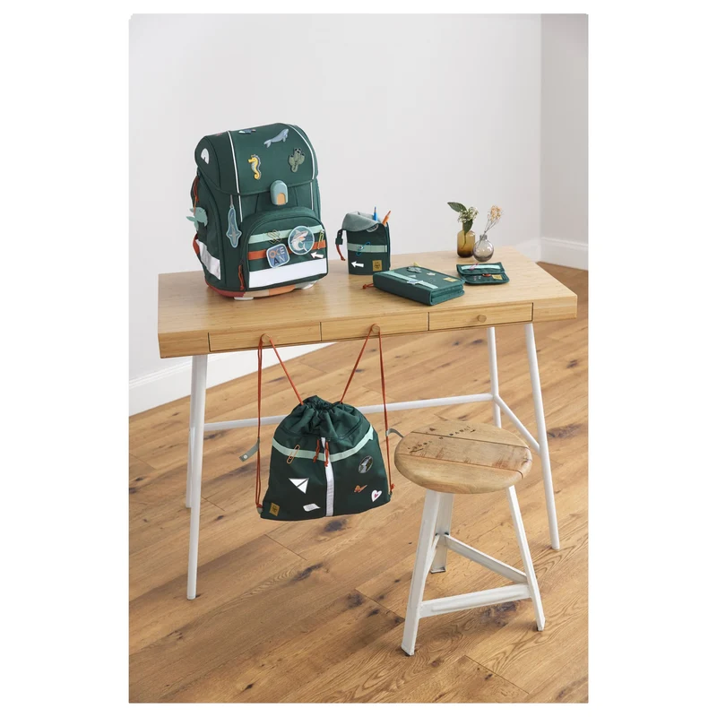 Lässig School Set Boxy Unique - Set de mochila escolar 7tlg. (Dark Green Ocean Edition)