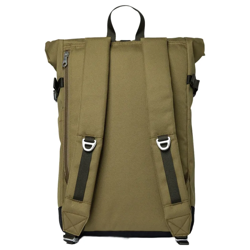 Sandqvist Icon Rolltop - Mochila M 14" 60 cm (verde oliva con cuero negro)