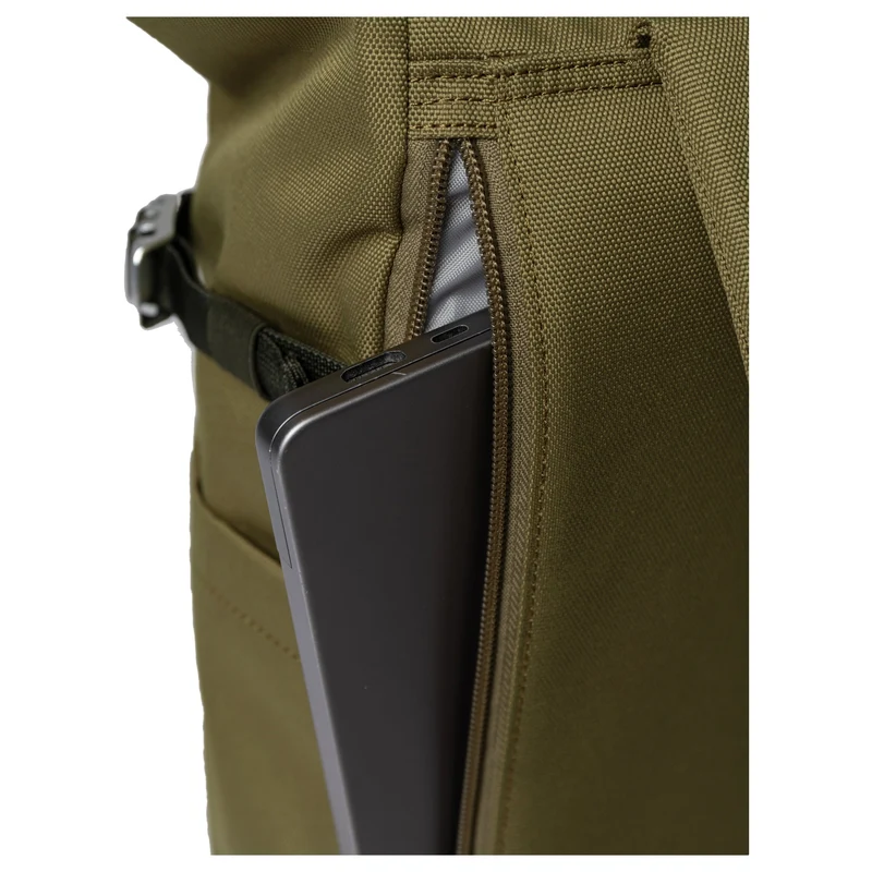 Sandqvist Icon Rolltop - Mochila M 14" 60 cm (verde oliva con cuero negro)