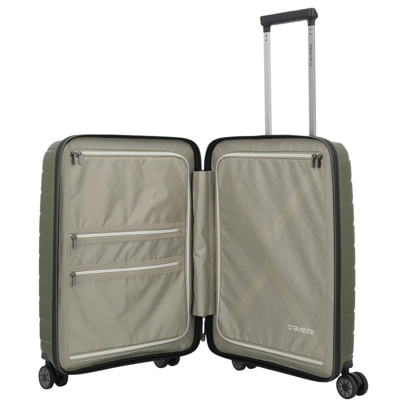 Travelite Air Base - Trolley de cabina con 4 ruedas y bolsillo delantero S 55 cm (olive)