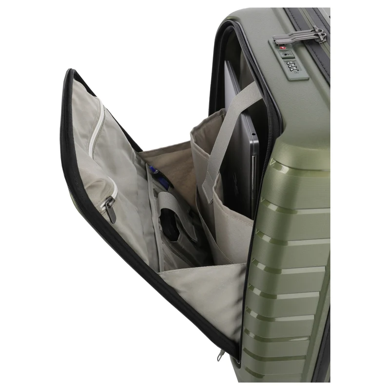 Travelite Air Base - Trolley de cabina con 4 ruedas y bolsillo delantero S 55 cm (olive)