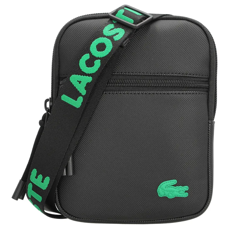 Lacoste CST - Bandolera 21 cm (tejido jacquard negro)