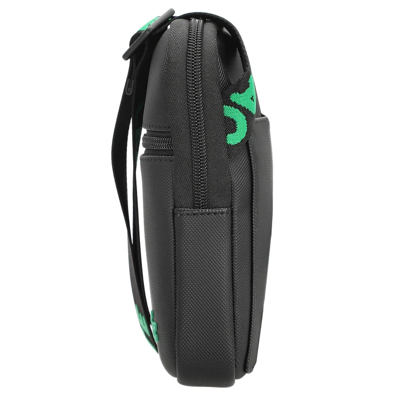 Lacoste CST - Bandolera 21 cm (tejido jacquard negro)