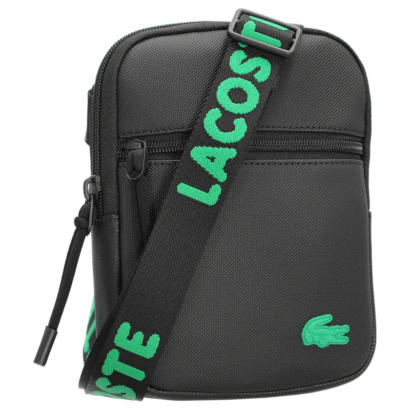 Lacoste CST - Bandolera 21 cm (tejido jacquard negro)