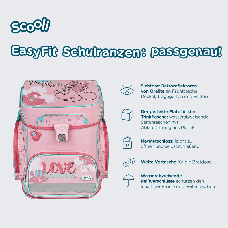 Scooli EasyFit - Set de mochila escolar 5 piezas (Minnie Mouse)