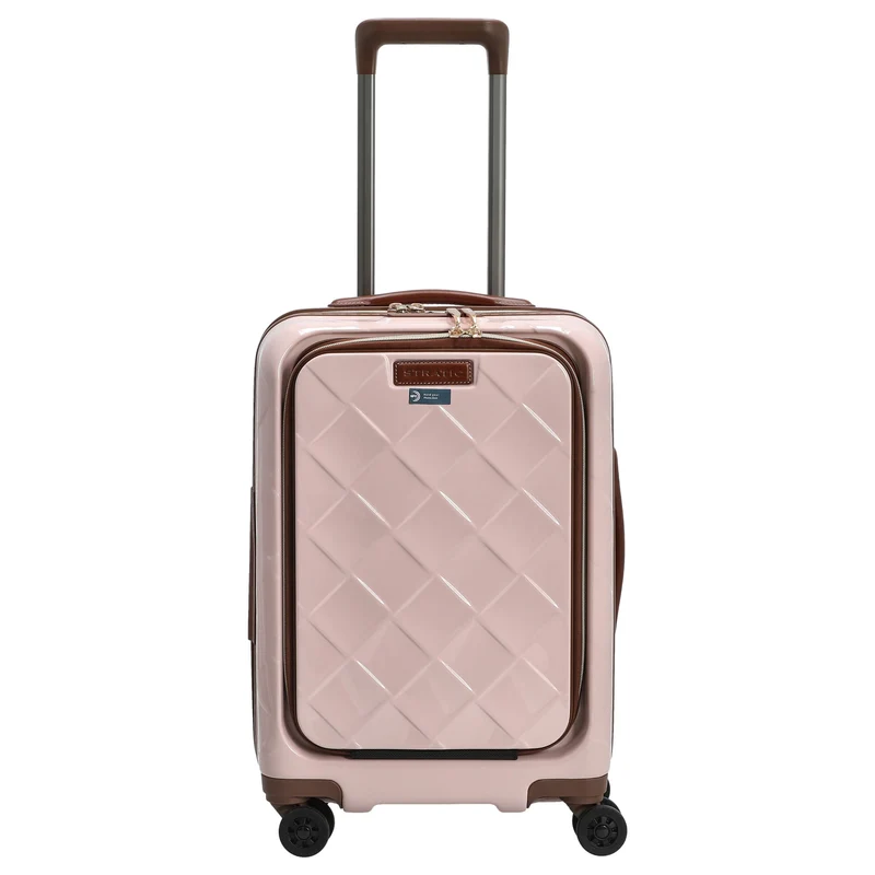 Stratic Leather and More - Trolley de cabina con 4 ruedas y bolsa frontal 15" 55 cm S (rose)