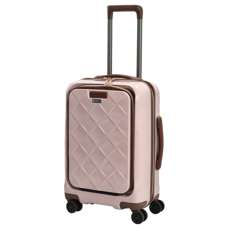 Stratic Leather and More - Trolley de cabina con 4 ruedas y bolsa frontal 15" 55 cm S (rose)
