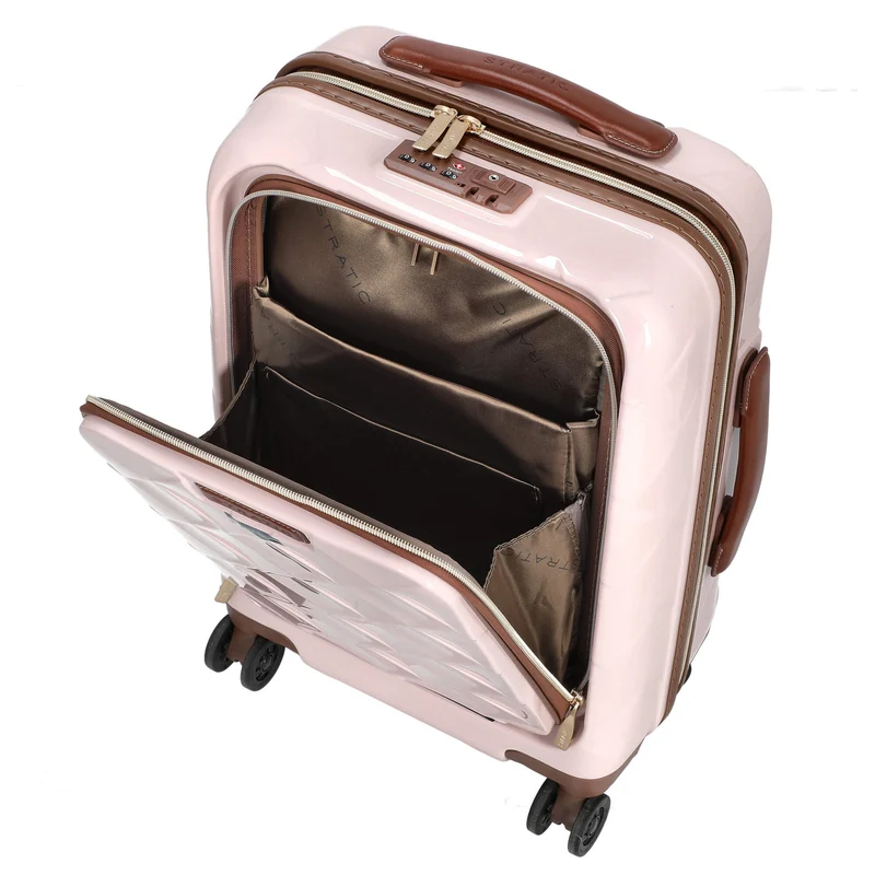 Stratic Leather and More - Trolley de cabina con 4 ruedas y bolsa frontal 15" 55 cm S (rose)
