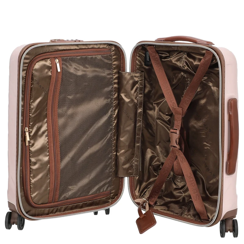 Stratic Leather and More - Trolley de cabina con 4 ruedas y bolsa frontal 15" 55 cm S (rose)