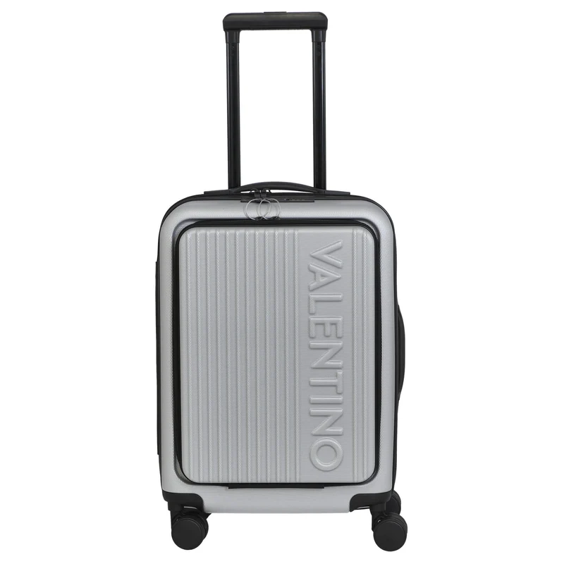Valentino Bags Explorer Carry On - Trolley de cabina con 4 ruedas y soporte para bebidas 53 cm USB (silver)