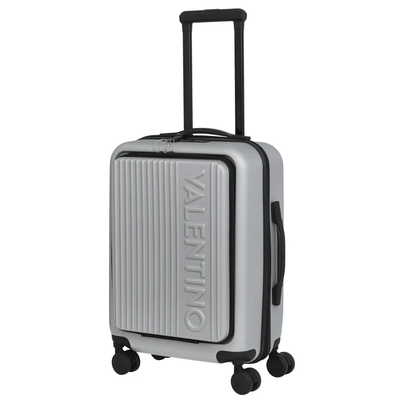 Valentino Bags Explorer Carry On - Trolley de cabina con 4 ruedas y soporte para bebidas 53 cm USB (silver)