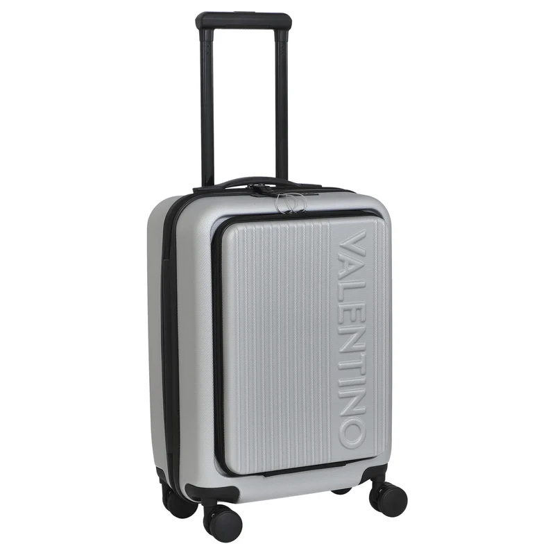 Valentino Bags Explorer Carry On - Trolley de cabina con 4 ruedas y soporte para bebidas 53 cm USB (silver)