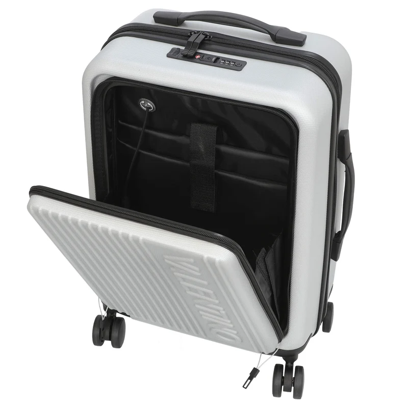 Valentino Bags Explorer Carry On - Trolley de cabina con 4 ruedas y soporte para bebidas 53 cm USB (silver)