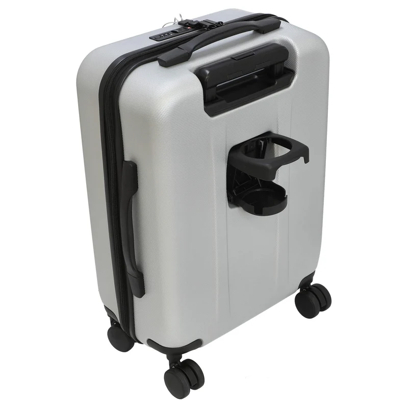 Valentino Bags Explorer Carry On - Trolley de cabina con 4 ruedas y soporte para bebidas 53 cm USB (silver)