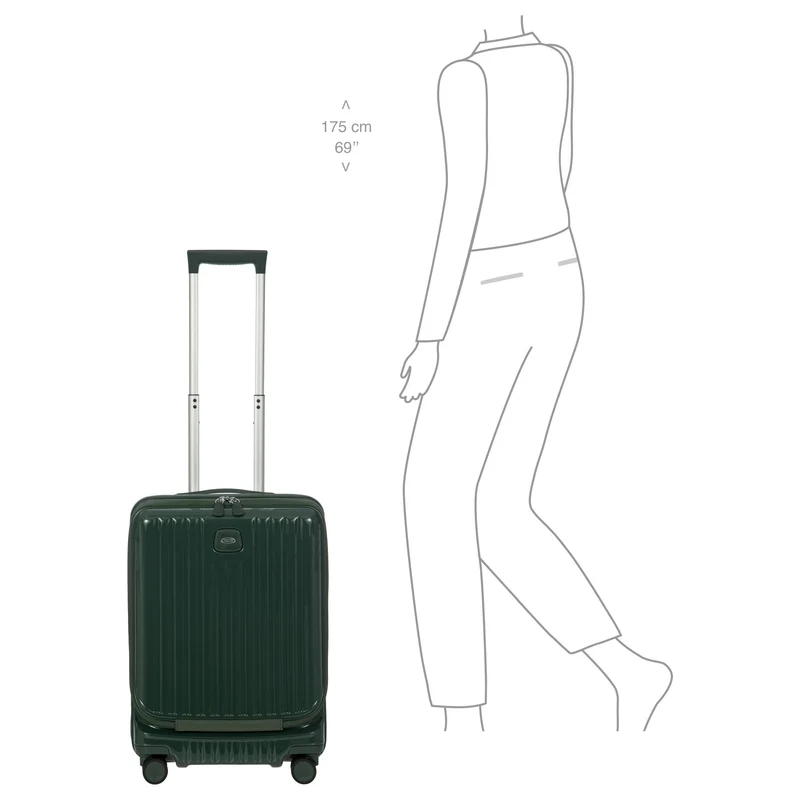 Brics Positano - Trolley de cabina de 4 ruedas 55 cm USB expandible (emerald green)