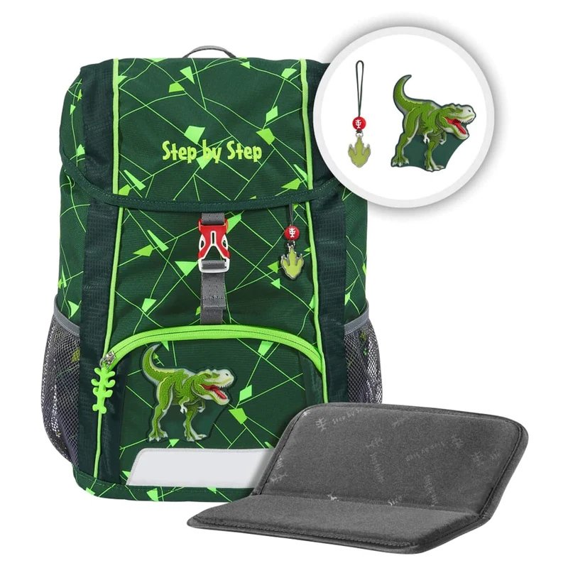 Step by Step Kid Shine Mochila - Set 3 tlg. - inklusiv Sitzkissen 26 cm (Dino Night Tyro)