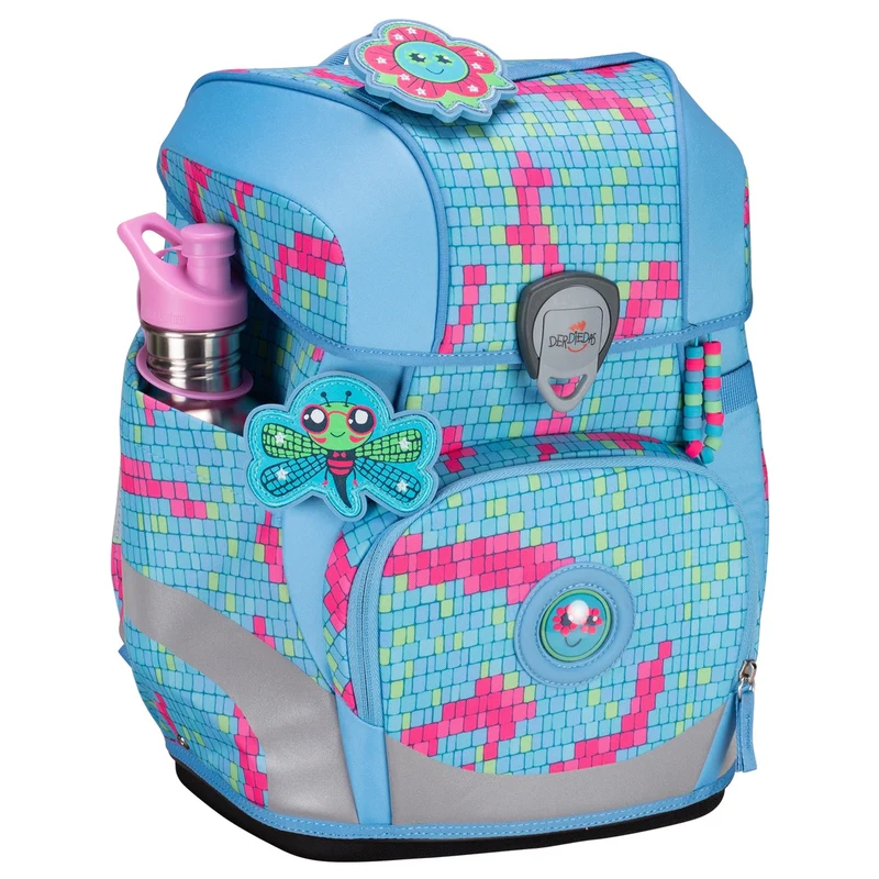 DerDieDas ErgoFlex Tiny - Mochila escolar Set 5tlg. 900g (Happy Pixel)
